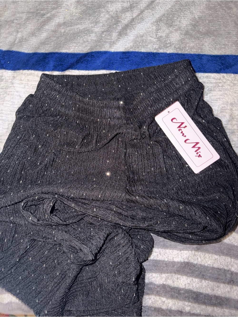 Black Sparkle Wide-Leg Knit Pants - Picture 3 of 3